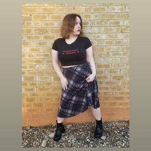 Cool 90s Purple Plaid A Line Skirt